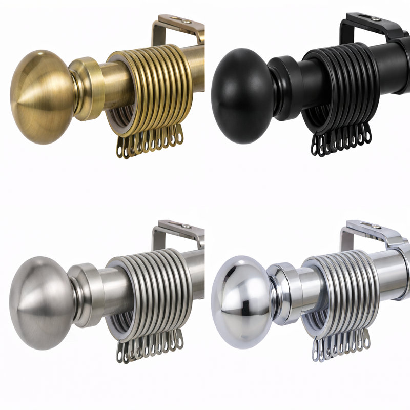  2.5cm Diameter Adjustable Tension Curtain Pole with Brass Fittings (Set of 2), 1.88cm H x 127cm W x 5.5cm D, Antique Brass