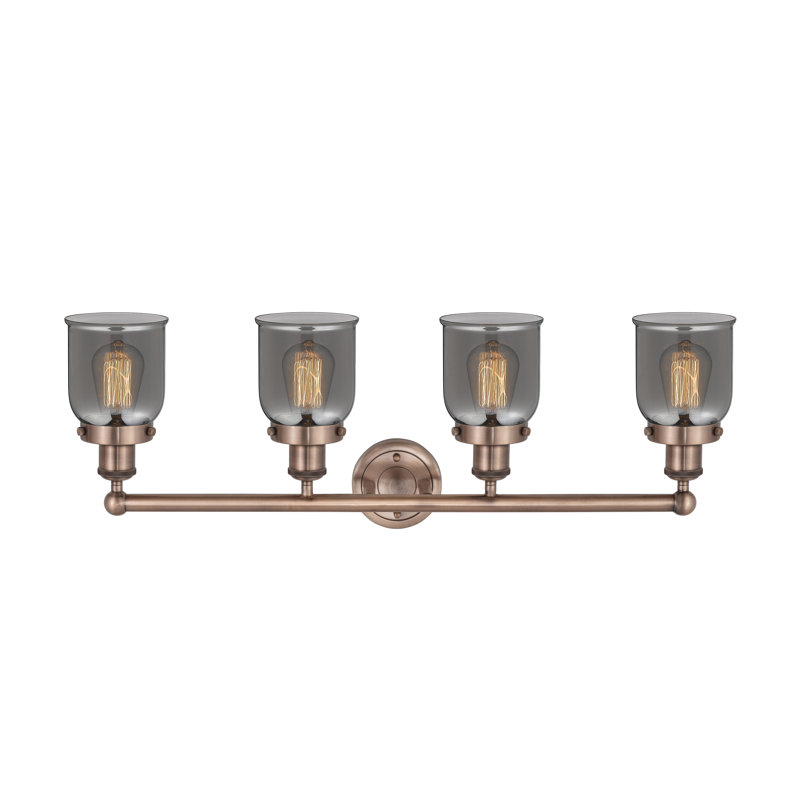 Éclairage pour meuble-lavabo à 4 lumières à intensité variable Asheton, Plaqué couleur fumée, Cuivre antique