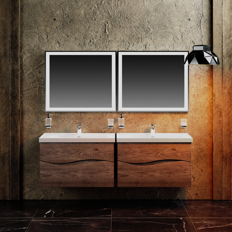 Meuble-lavabo mural simple 39,6 po avec dessus en céramique avec miroir Jaivien