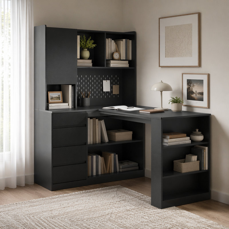Bureau en L, Noir 2