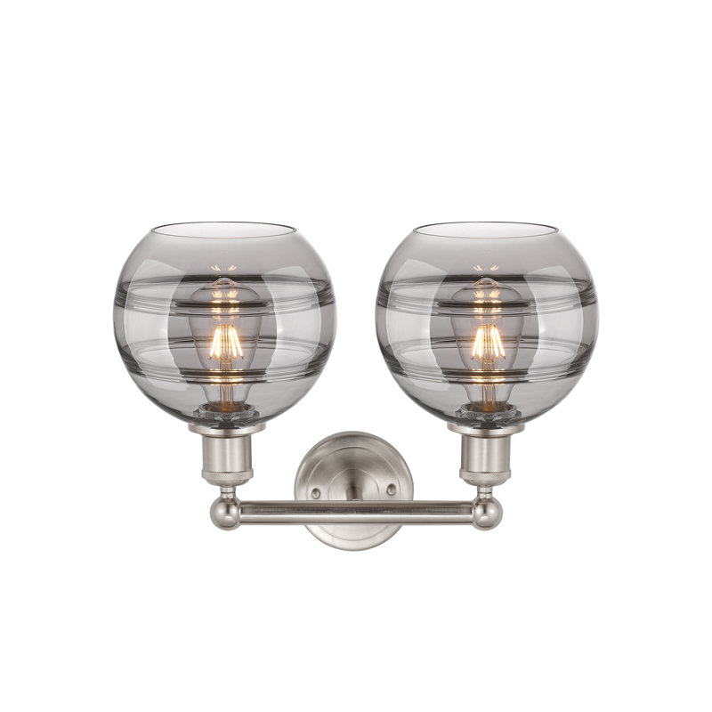 Éclairage pour meuble-lavabo à 2 lumières à intensité variable Bienes, Gris fumée clair, Nickel satiné