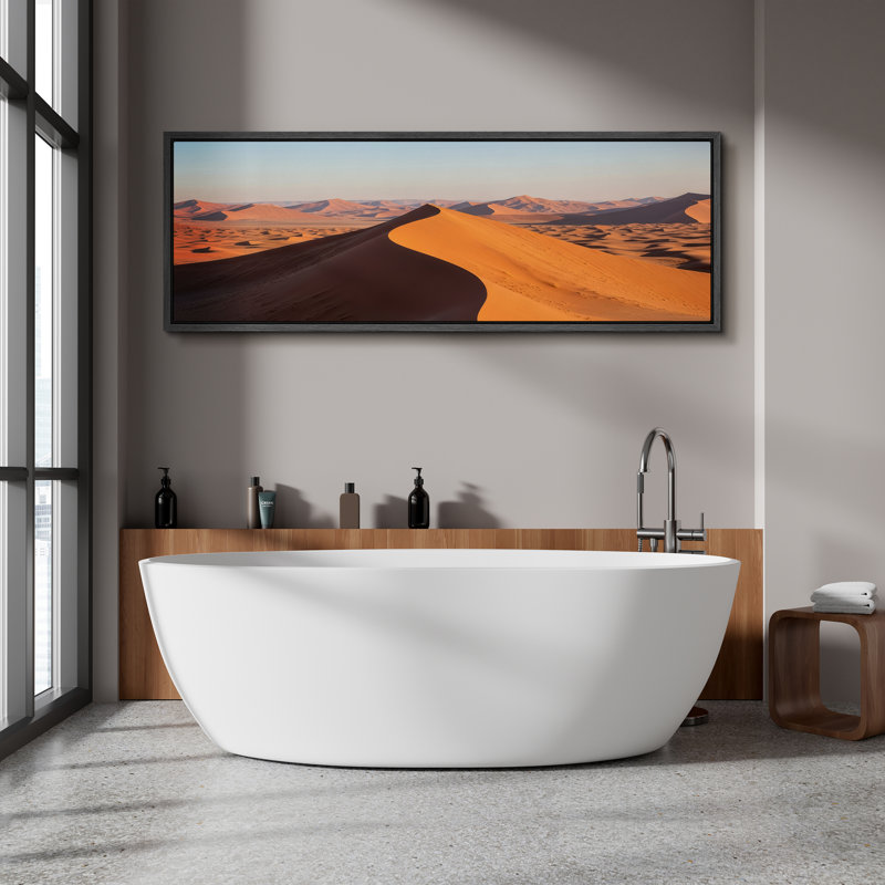 «Golden Sand Dune Ridge at Sunset», art mural encadré sur toile, Noir