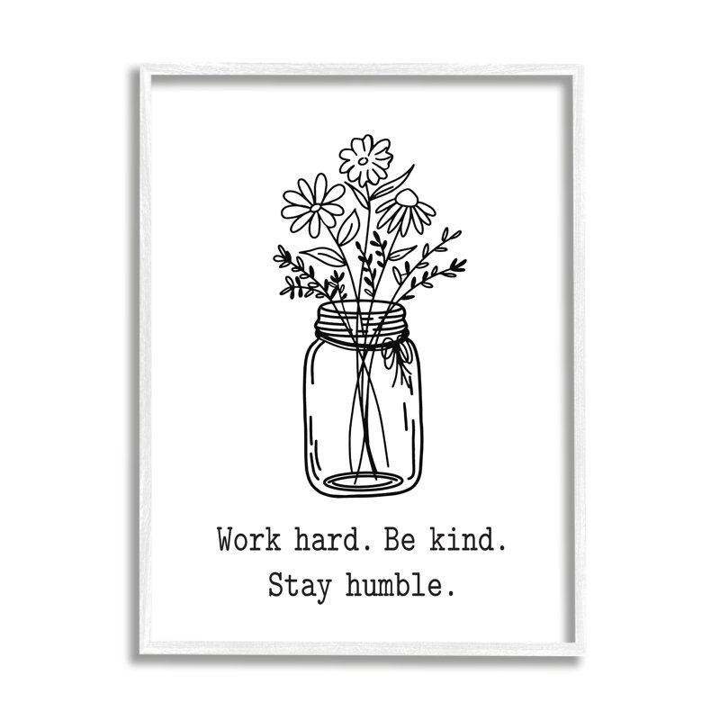 Bouquet Stay Doodle, H 14 po x l 11 po x P 1,5 po, Giclée encadrée blanc bord de mer