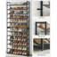 Range-chaussures, range-chaussures à 12 niveaux, rangement pour chaussures en métal pour le garage, vestibule, ensemble de 2 tablettes à chaussures empilables à 6 niveaux, avec tablettes plates ou en angle réglables, peut contenir 48 à 60 paires