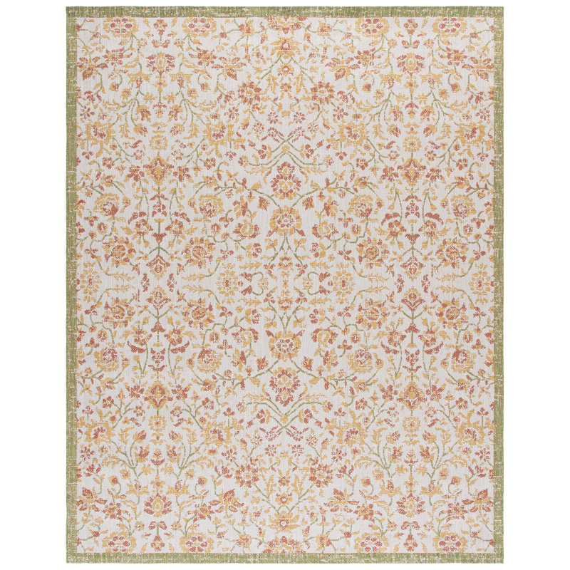 Courtyard Power Loom Polypropylene Plastic; Polyester Floral Indoor / Outdoor Rug, 5'-3" x 7'-7" Rectangle