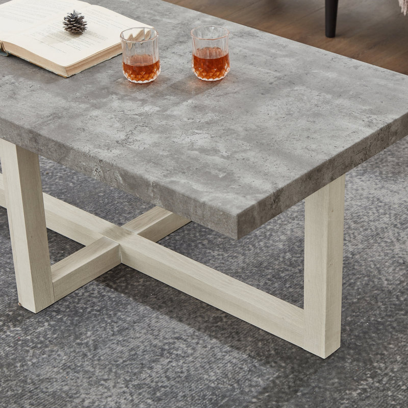 Table basse ronde ronde en simili béton et blanc Roundhill Furniture