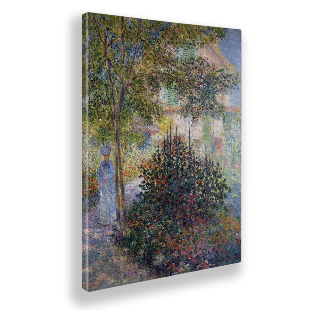 Wandbild Camille Monet im Garten von Argenteuil von Claude Monet