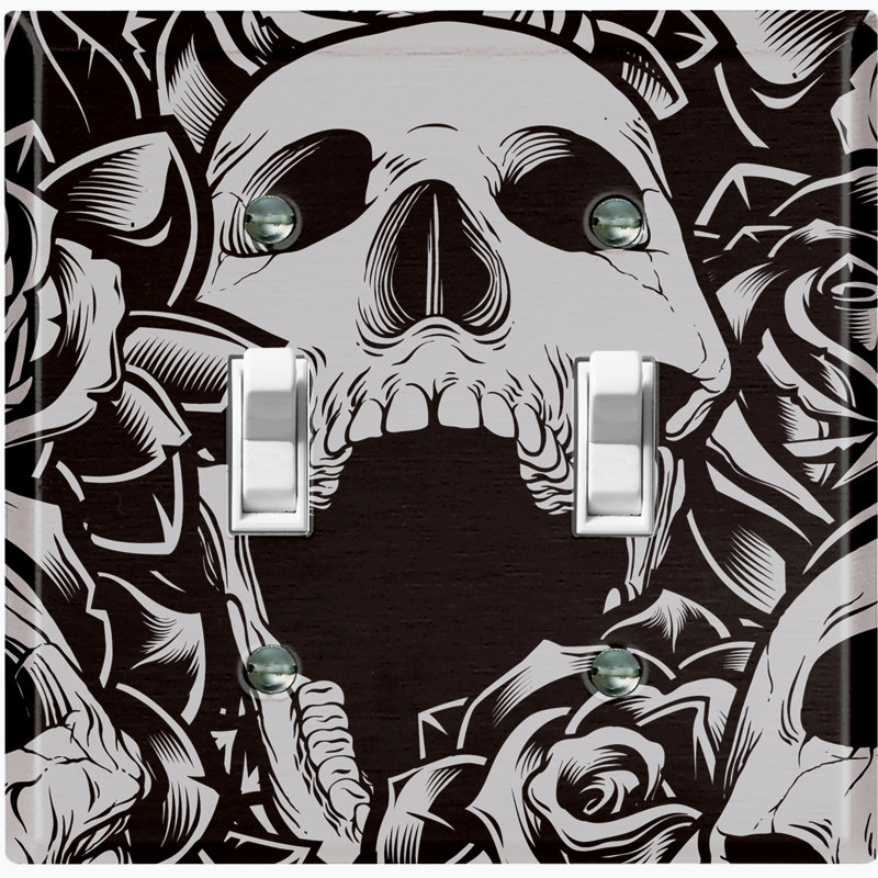 Plaque murale d'interrupteur à bascule Skull Rose Mouth Roses