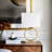 17.3" H Modern Gold Metal Ring Table Lamp with White Rectangular Fabric Shade and Crystal Heart Pendant