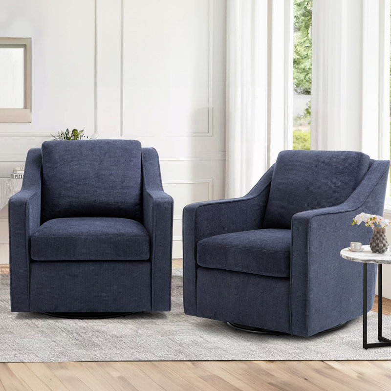 Bronnen Big And Wide Upholstered Cushion Swivel Armchair with Removable Back Cushion, Pumpkin Polyester