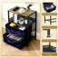 Table de chevet 2 tiroirs en tissu avec station de charge Golden Crescent Moon