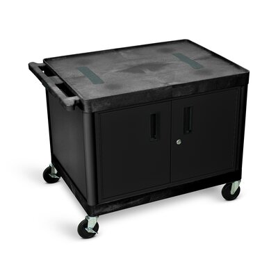 Tuffy High Open Shelf Endura Video Table AV Cart with Locking Cabinet -  Luxor, LE27CWTUD-B