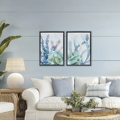 Coral Days Ocean Pastels 2pc Floating Frame Set, design by Kim Allen