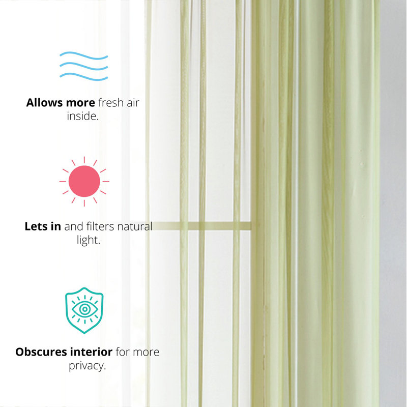 Daxin Sheer Voile Rod Pocket Curtain Panels, Sage Green, 54" W x 84" L