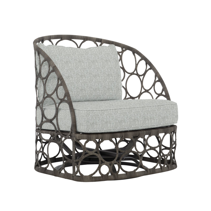 Bali Swivel Patio Chair with Cushions, White Sunbrella 6063-000, Dove Gray