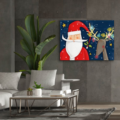 «Bright Christmas Santa Blue» par Anne Tavoletti, art mural sur toile