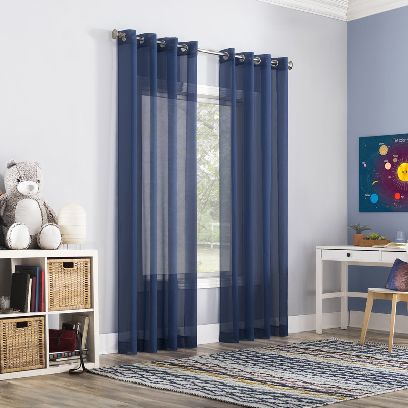 Panneau de rideau diaphane avec œillets Caspian, l 59 po x L 84 po, Bleu royal