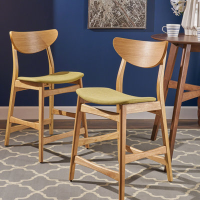 2 chaises de comptoir en tissu, structure en bois à hauteur de tissu rembourrée, profilé élancé, bois d'hévéa véritable, style rétro-moderne, 36 pouces de hauteur, 21,1 de largeur, 19 profondeurs, capacité de 300 lb