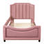 Lit de jour simple tapissier avec tête de lit à rayures classique, rose-455391584