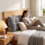 Grand coussin de tête de lit, coussin de dossier triangulaire avec housse amovible, gris foncé