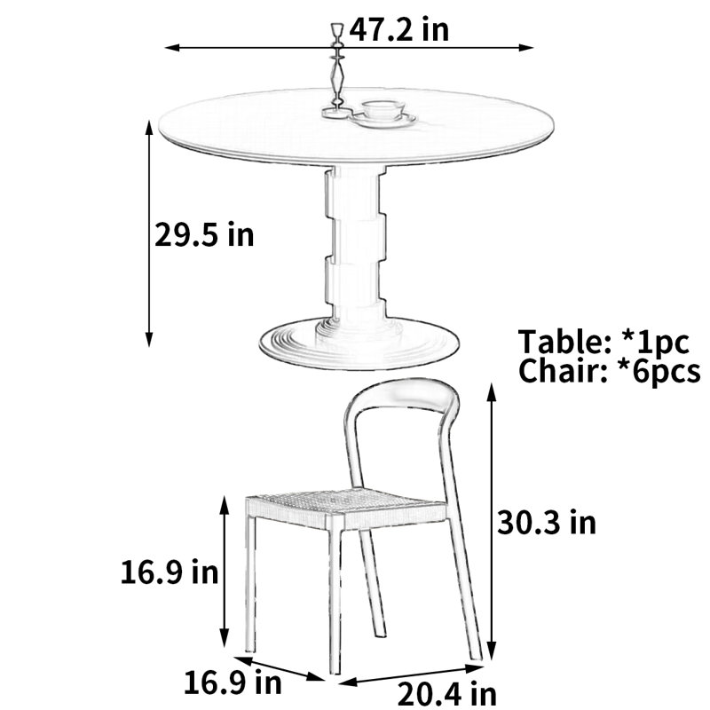 Petite table et chaise de style explosion, H 29,5 po x L 47,2 po x l 47,2 po