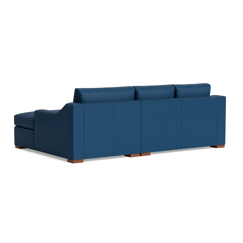 Lucca Leather Chaise Sectional, Bison Deep Blue Top Grain Leather, Right Hand Facing
