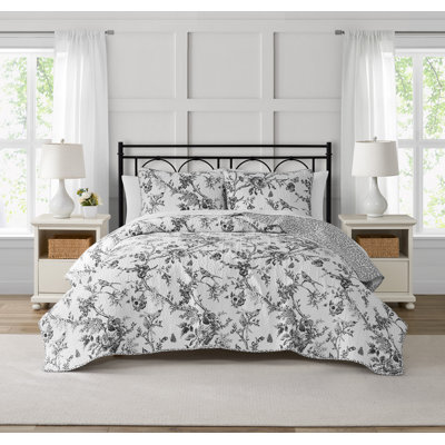 CEDAR COURT Chantilly Toile All-Season Reversible Cotton Quilt Set
