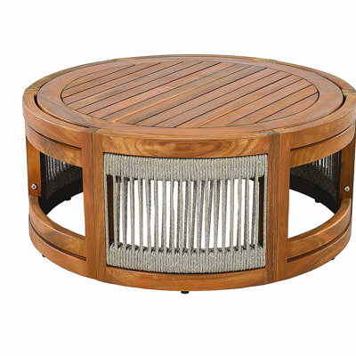 Table basse d'extérieur en bois d'acacia 27,95 po - corde de style bohème d'appoint tissée à la main avec durabilité