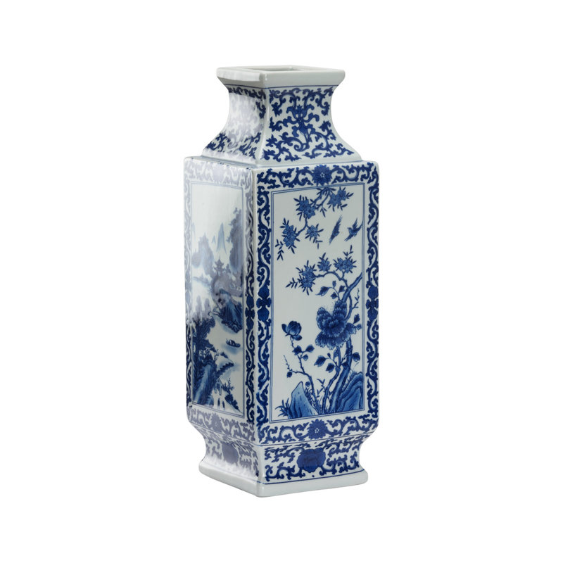 Dynasty Blue And White Landscape Vase