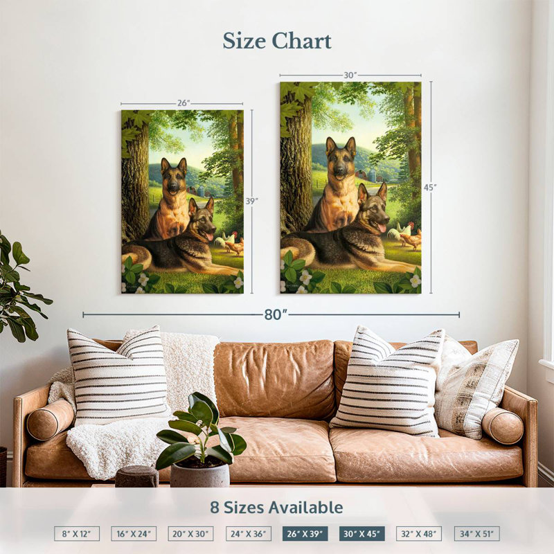 Brampt German Shepherds And Chickens, 39" H x 26" W