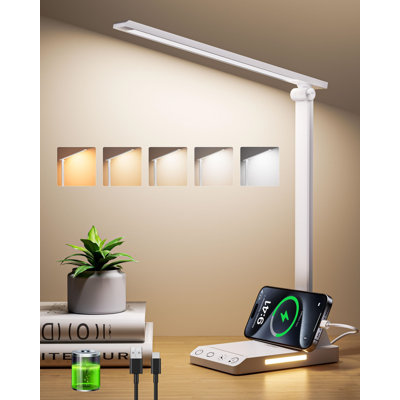 Desk Lamp, 5 Color Temperature Rechargeable Battery Operated LED Lamp Stepless Dimming Touch Control Eye-Caring Reading Table Timer Night Lamp For Bedroom, Office, Dormitory