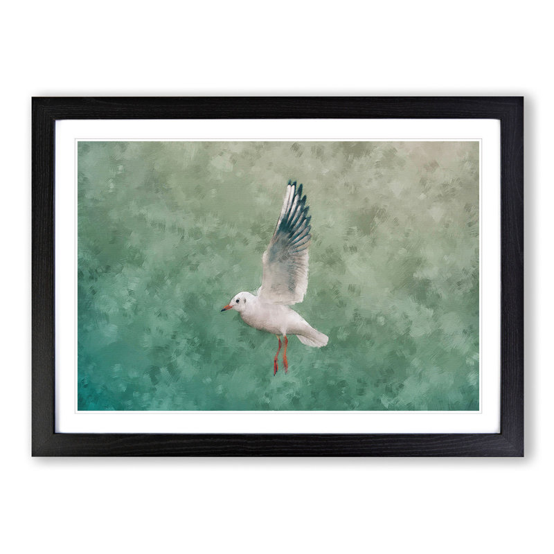Seagull - Picture Frame Painting Print, Black Framed, 24cm H x 33cm W x 2cm D