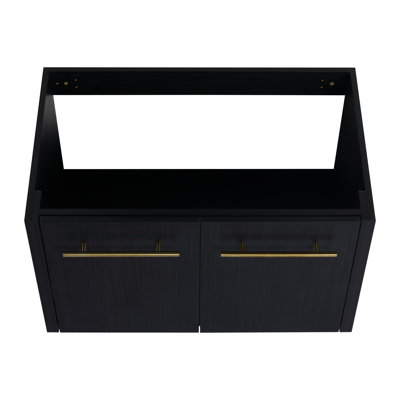 Armoire de salle de bain 30 po - Châtaignier noir, contemporaine avec porte et meuble-lavabo généreux de style moderne