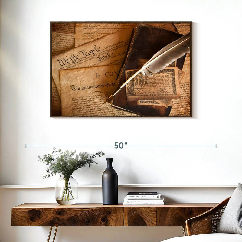 «Quill», 37 po x 25 po, Cadre flottant en noyer
