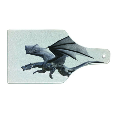 Ambesonne Dragon Tempered Glass Cutting Board Creature Wings Charcoal Grey