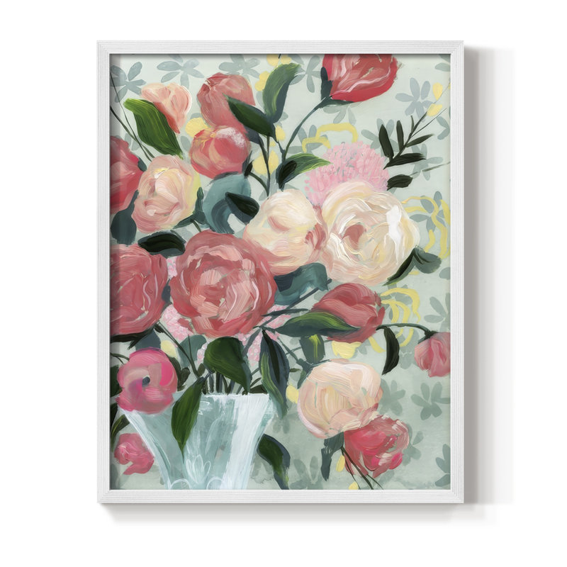 Painted Posies I Framed Print - Solid Wood, H 21 po x l 17 po, Blanc