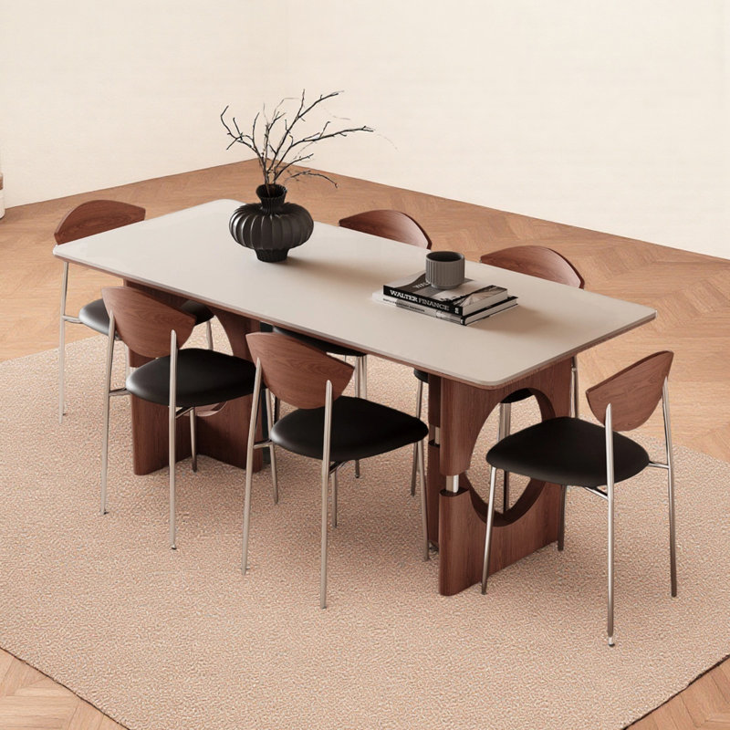 Table de salle à manger unique, H 29,52 po x l 70,86 po x P 35,43 po, 7 pièces : table, 6 chaises