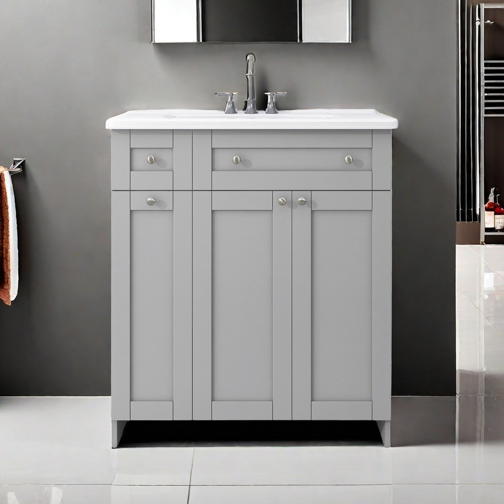 Oliver 30Inch Black Bathroom Vanity With Ceramic Sink Combo