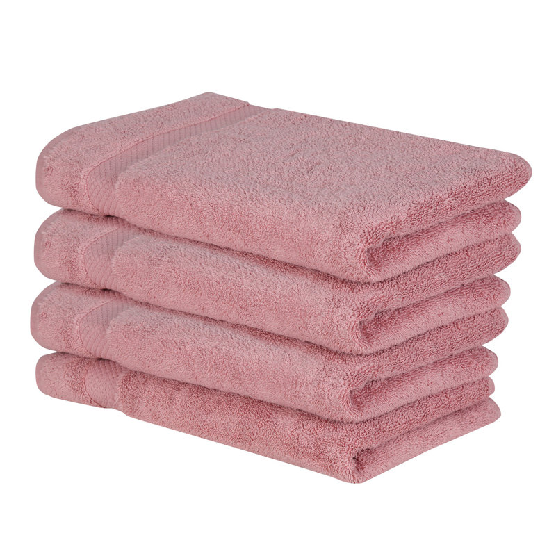 Ensemble de serviettes à main 100% coton Splash Splash, essuie-mains absorbants doux 550 g / m² pour salle de bain, spa et usage quotidien, certifié OEKO-TEX, paquet de 4, rose