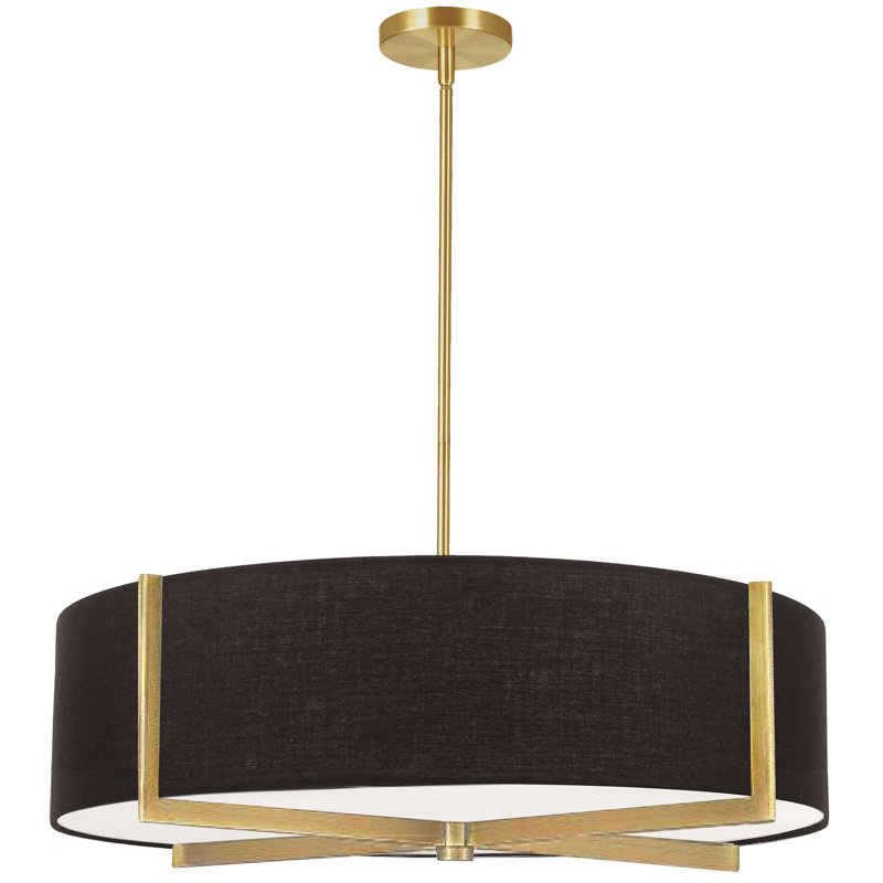 Luminaire suspendu incandescent 4 lumières Braidon, Laiton vieilli, Noir