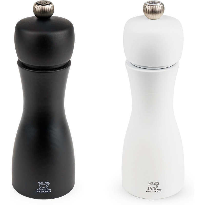 Peugeot Tahiti Duo Black and White Wood Salt and Pepper Mill Set
