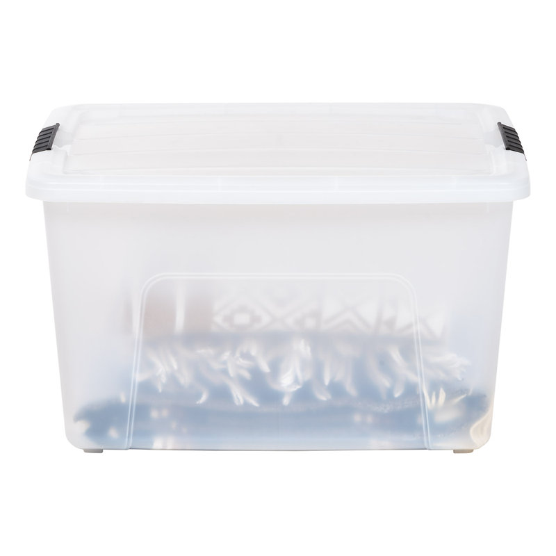 60 Qt./15 Gal. Plastic Storage Boxes with Latching Lids in White, 13" H x 22" W x 16.6" D