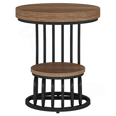 Table de bout ronde ronde avec rangement à 2 niveaux