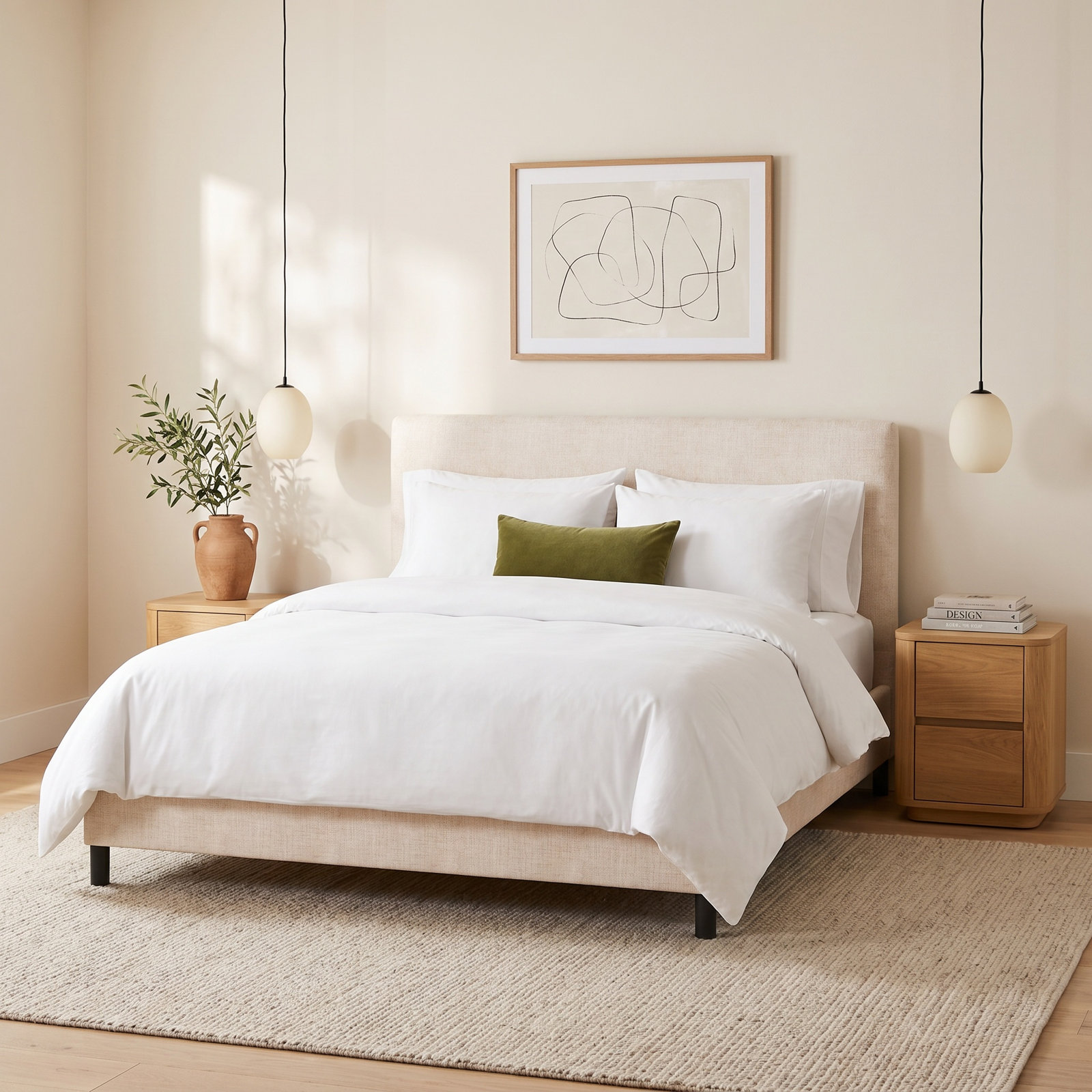 Eisley Cotton Upholstered Bed, Queen, Classic Talc Linen
