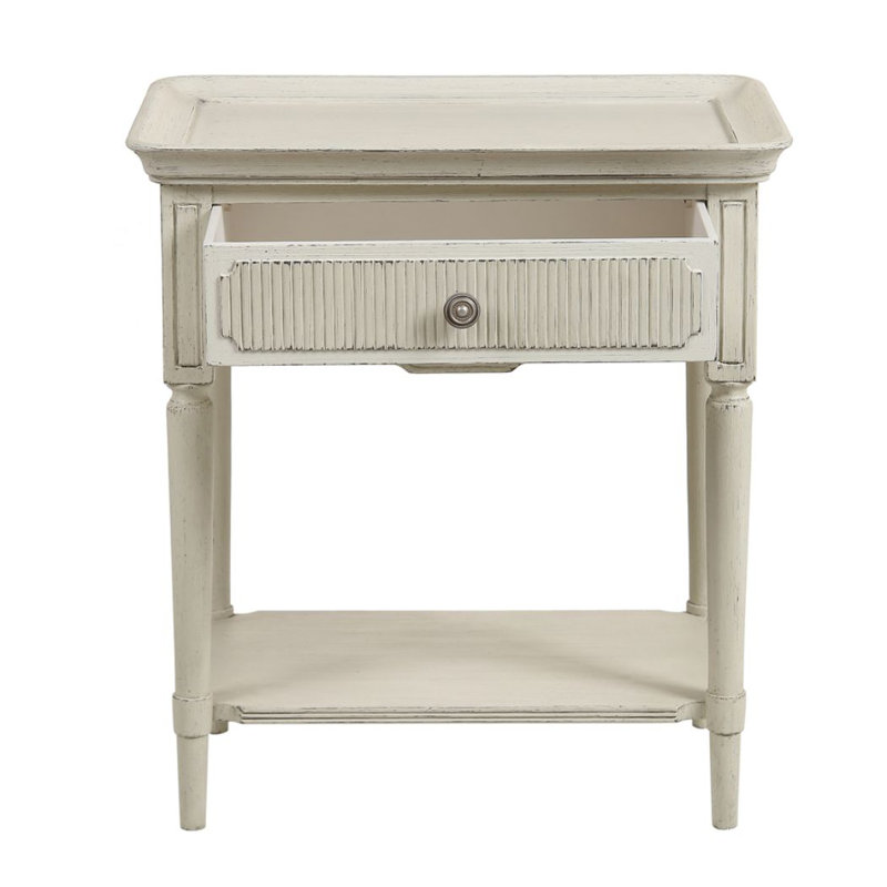 Crank Solid Wood Tray Top End Table