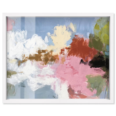 Cheerful Blue Shadowbox Print Blush Wall Decor by Art Remedy, White Frame, 24 x 20