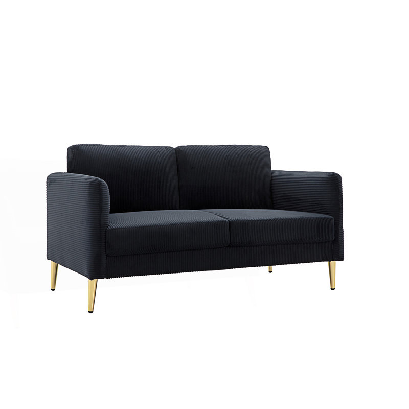 Causeuse moderne, coussins rembourrés moelleux, Black