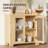 Buffet Cabinet, Wood Construction with Tempered Glass Doors, 31.5" Sideboard Credenza, Storage Cabinet for Living Room, Dining Room, Kitchen, Natural Wood-1227634138