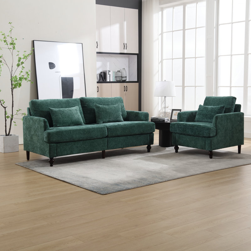 Ensemble de salon en chenille 2 pièces, Vert