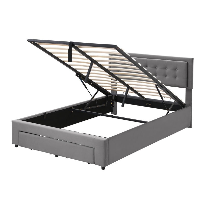 Tymvou Upholstered Standard Bed, Super King (6'), Grey